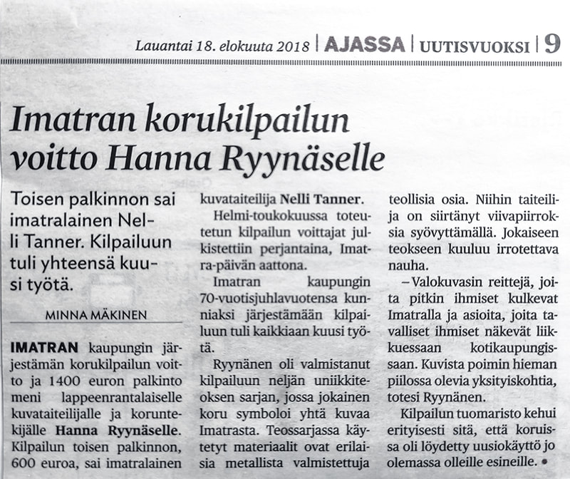 Article related to Imatra - A City like Piece of Jewellery project, Finnish magazine Uutisvuoksi