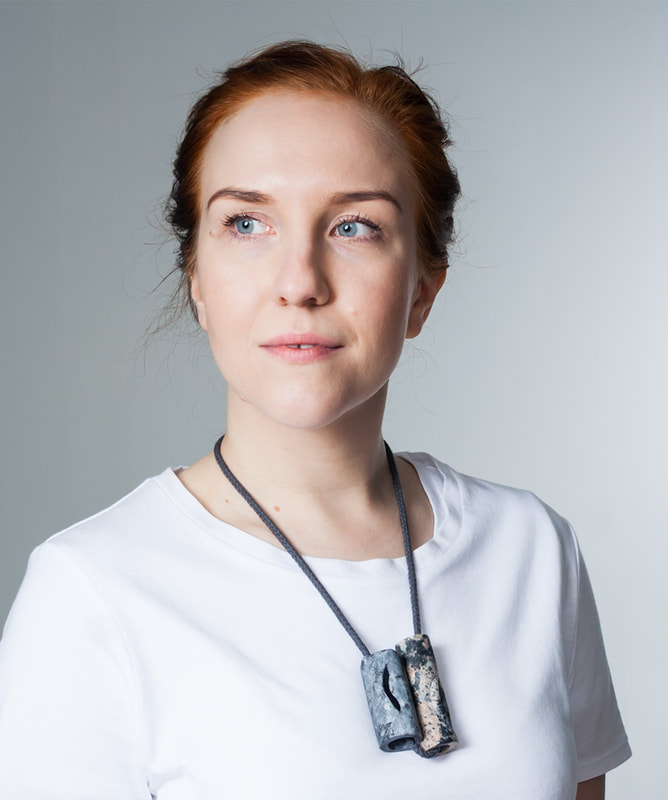 Granite necklace Secrets II by Hanna Ryynänen on model